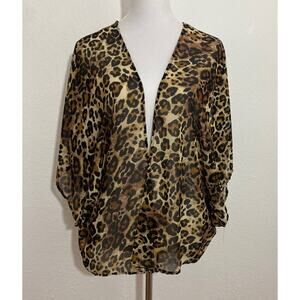 Windsor Women Leopard Print Retro Kimono Short Sleeve Boho